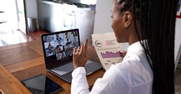 Woman Laptop Kitchen