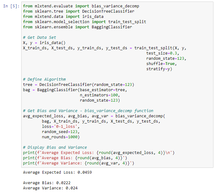 Bagging example result